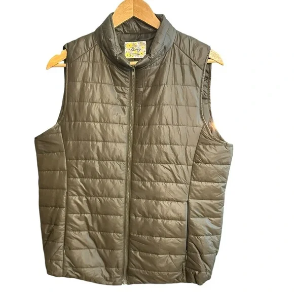 🔴5 for $40 SALE Daisy, Sleeveless, Army Green, Lightweight, Puffer Vest sz L - Picture 1 of 9